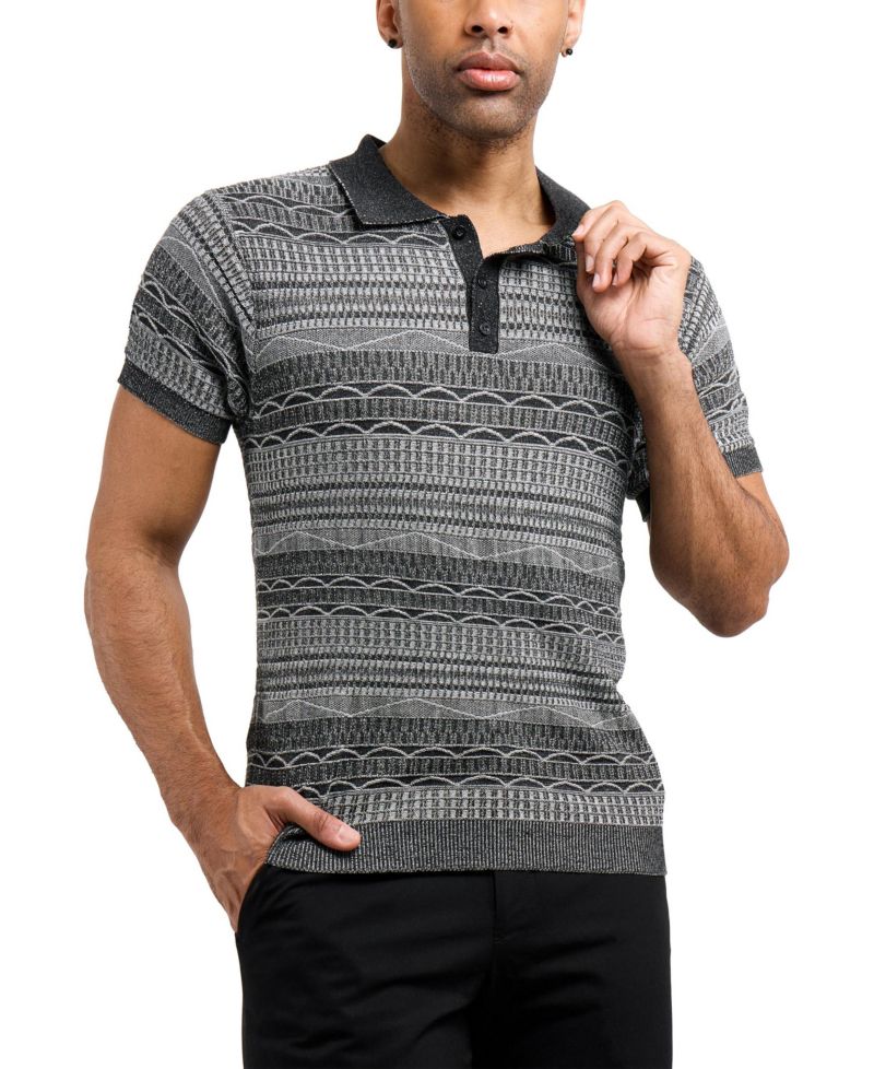 Men's Allover Jacquard Sweater Polo