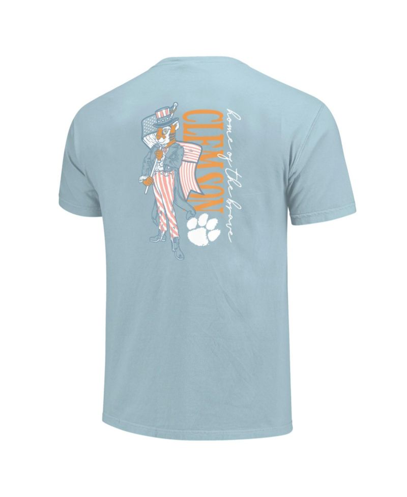 Women's Light Blue Clemson Tigers Americana Mascot Comfort Colors T-Shirt