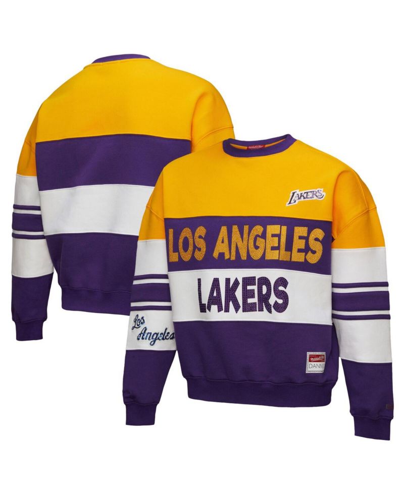 X Dannijo Women's Gold/Purple Los Angeles Lakers Blocked Pullover Sweatshirt