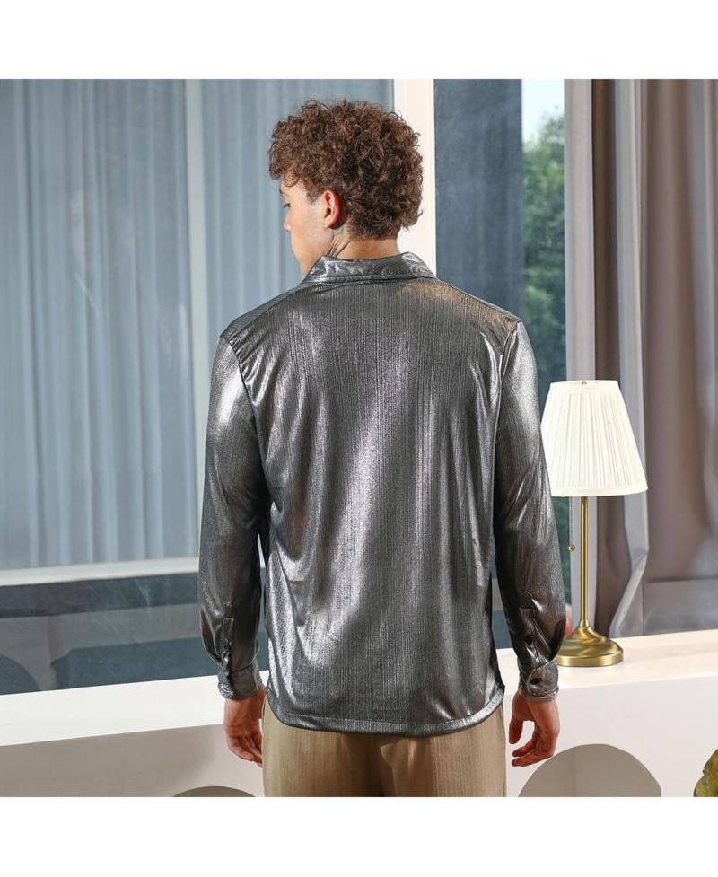 Men's Antique Silver Shawl Collar Shirt