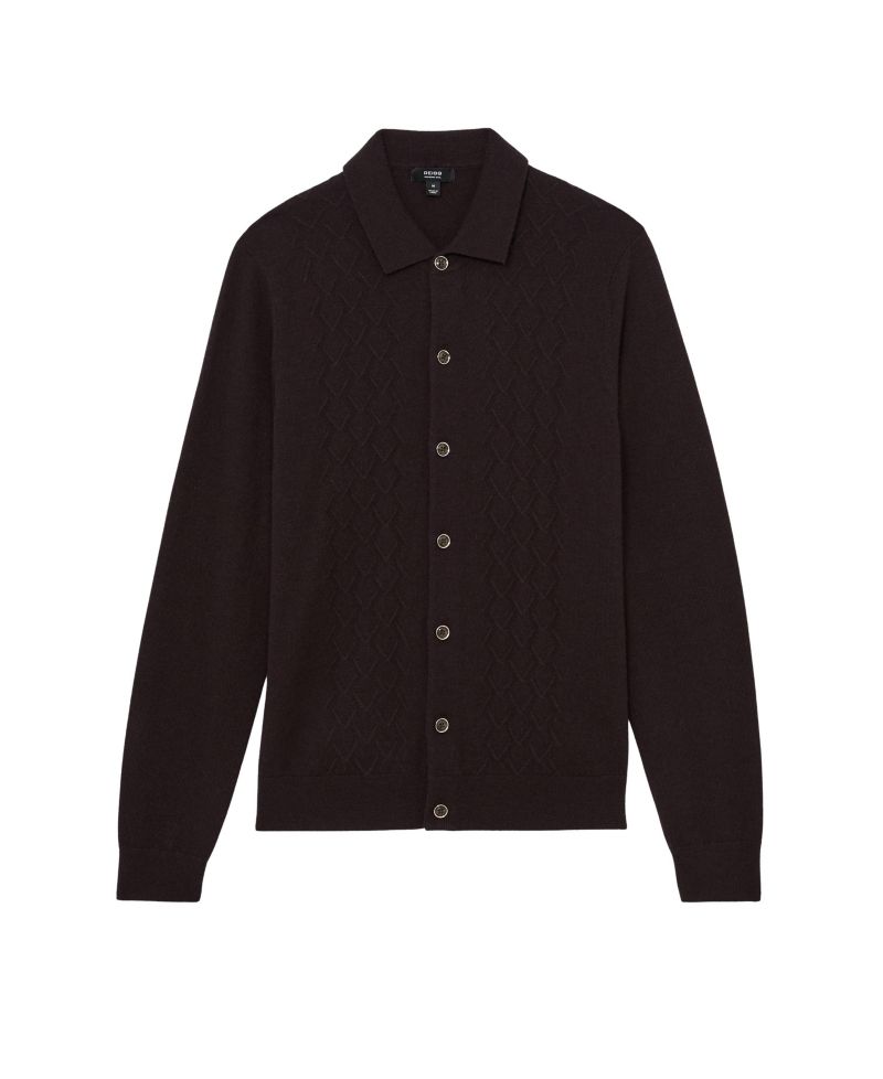Men's Gideon Wool Stitch-Detail Button Sweater
