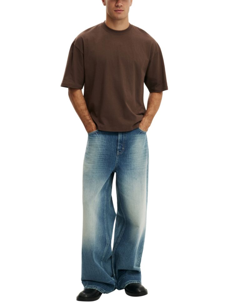 Men's Textured Cropped Crewneck T-Shirt