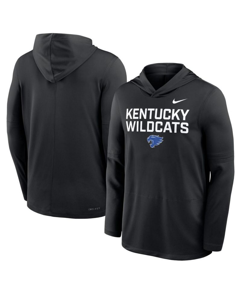 Men's Black Kentucky Wildcats 2025 Sideline Performance Long Sleeve Hoodie T-Shirt