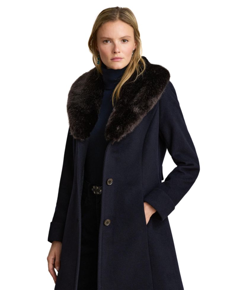 Women's Faux-Fur-Collar Coat