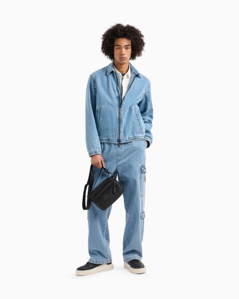 Men's Full-Zip Denim Bomber Jacket