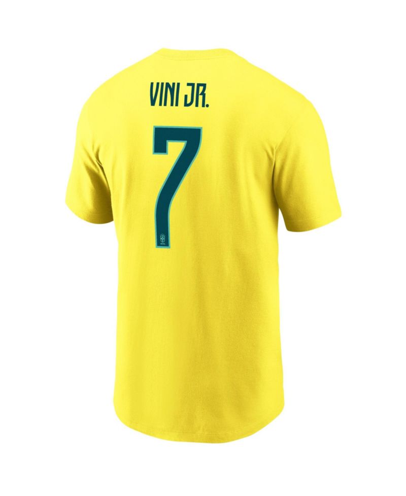 Men's Vini Jr. Yellow Brazil National Team Name & Number T-Shirt