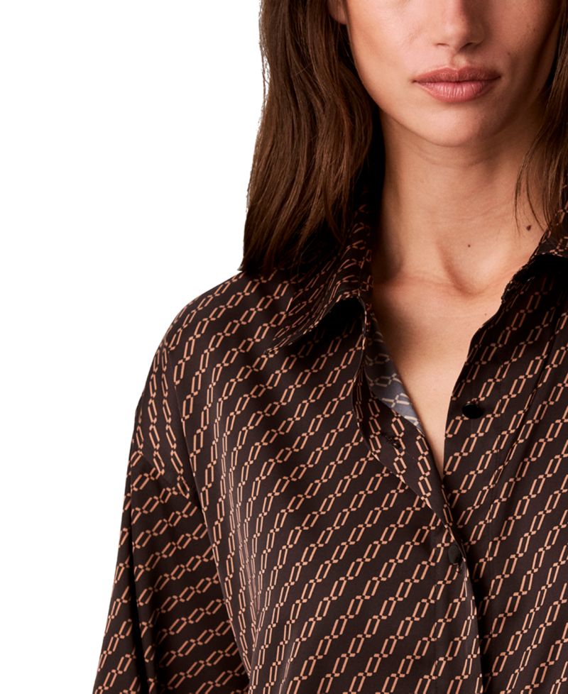 Women's Long-Sleeve Satin Blouse