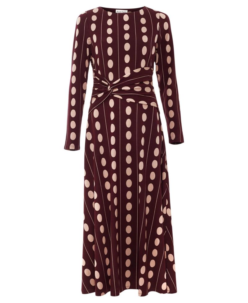 Women's Eugenie Polka-Dot Long-Sleeve Midi Dress