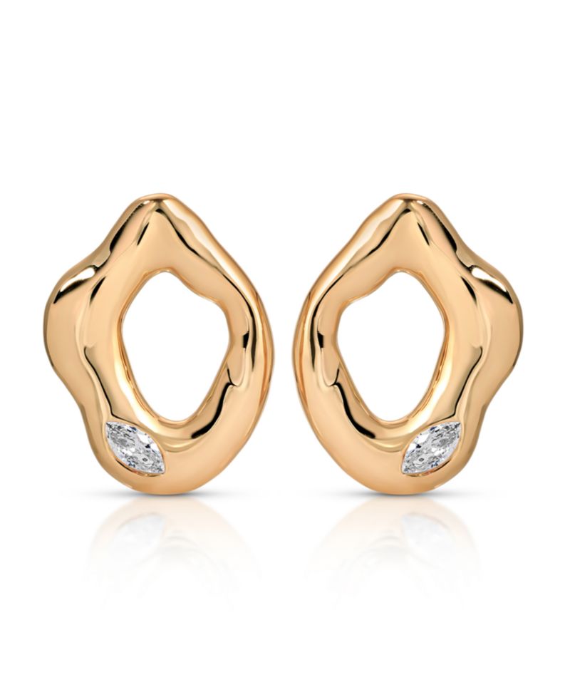 Melting Metal Crystal Stud Earrings