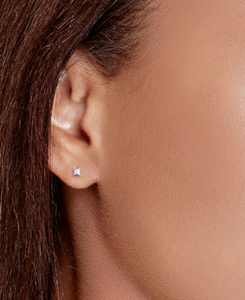 Princess-Cut Diamond Stud Earrings in 10k White Gold (1/10 ct. t.w.)