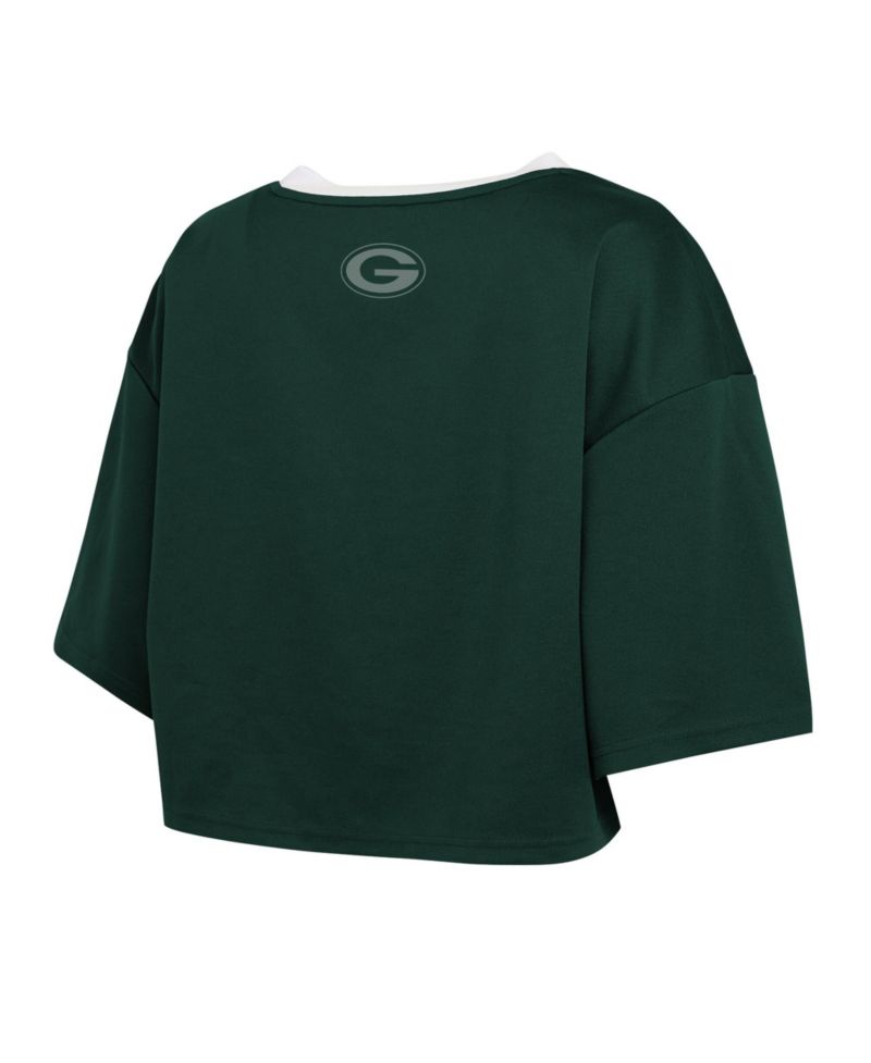 Women's Green Bay Packers Cropped V-Neck Jersey T-Shirt