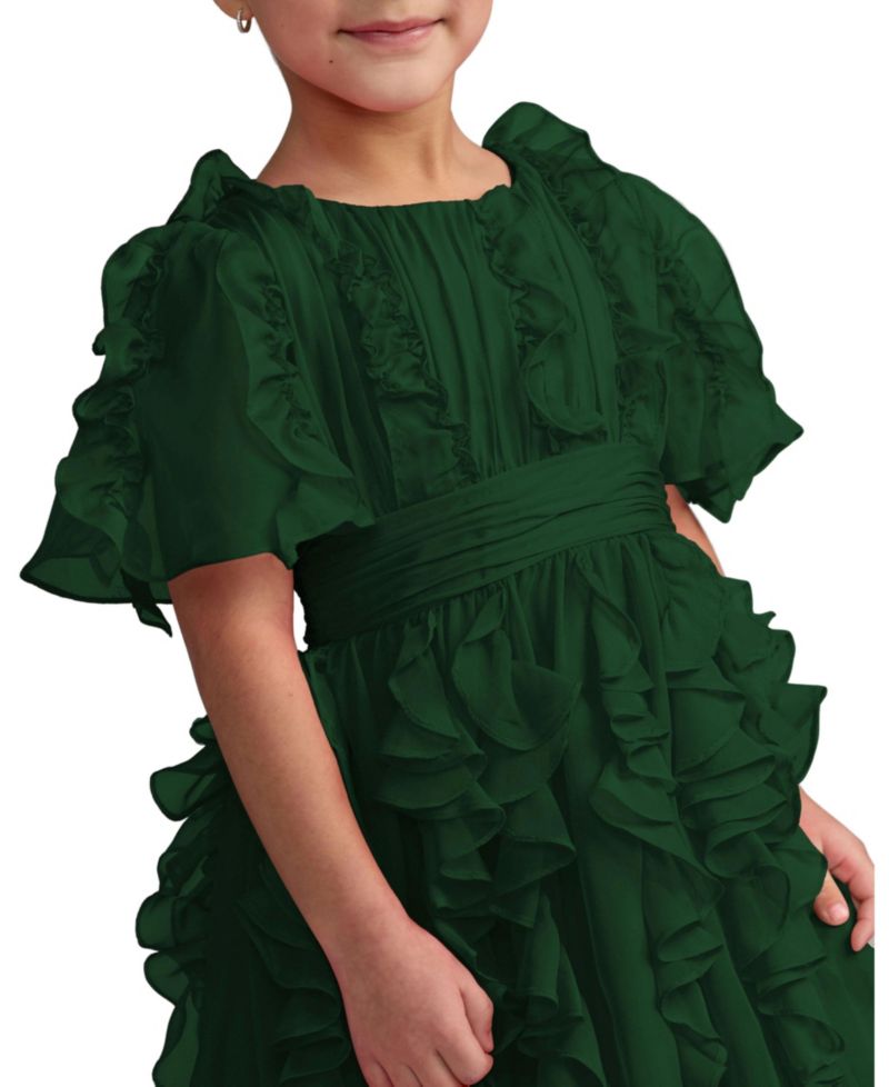Little Girls High-Neck Ruffle Chiffon Dress