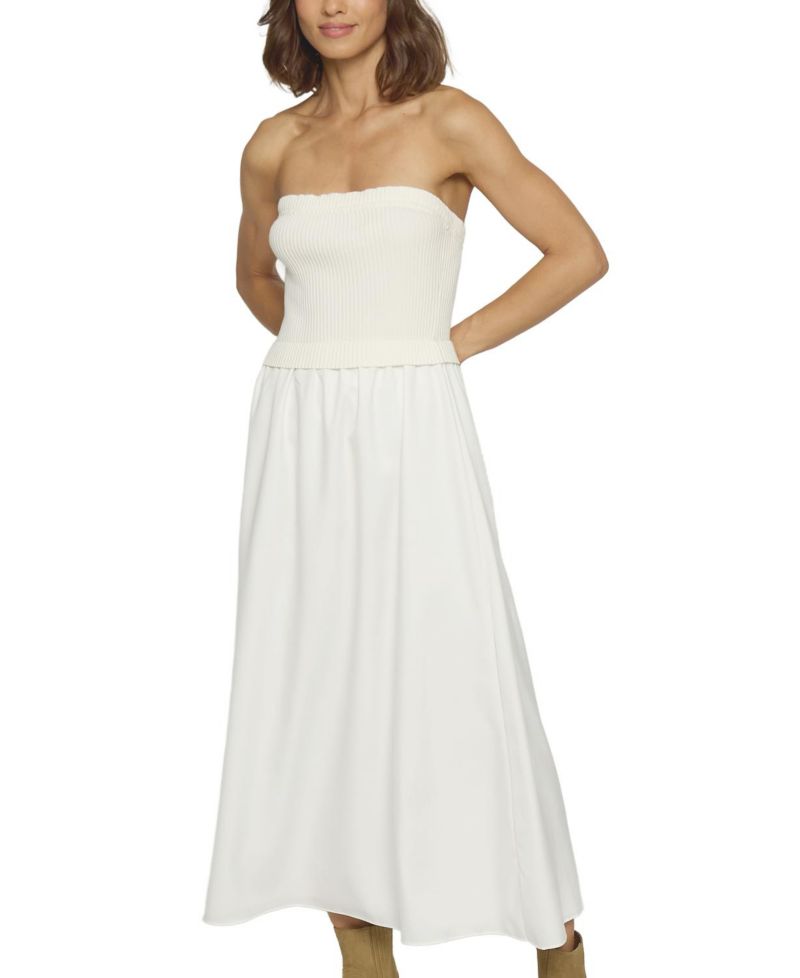 Women's Tube Dress With Woven Skirt