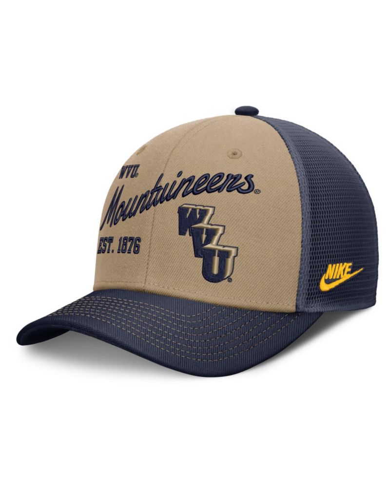 Men's and Women's Beige/Navy West Virginia Mountaineers Legacy Rise Trucker Adjustable Hat