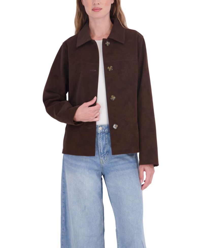 Women's Nubuck Faux Leather Car Coat