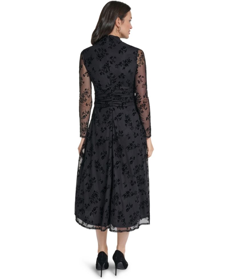 Petite Floral Burnout A-Line Midi Dress