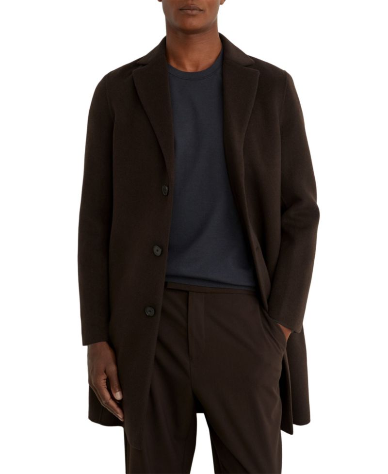 Men's Knight Single-Breasted Wool-Blend Brushed Overcoat