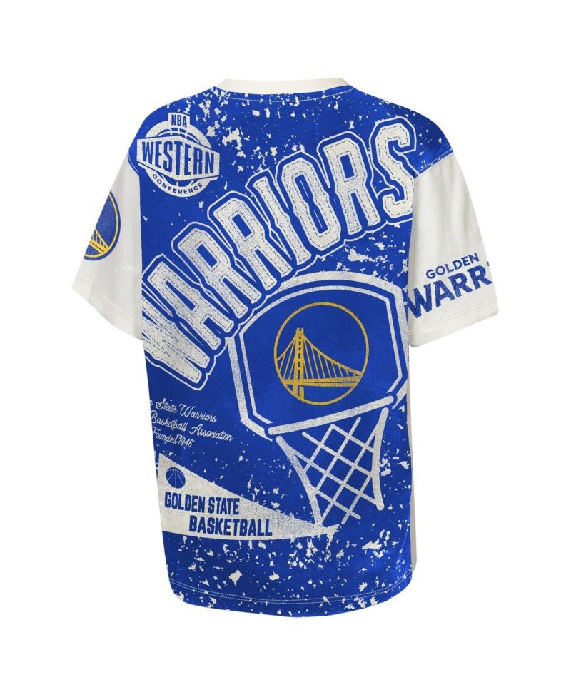Big Boys and Girls White Golden State Warriors Top Player All-Over-Print T-Shirt