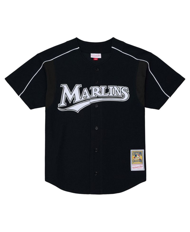 Men's Miguel Cabrera Black Florida Marlins 2003 Cooperstown Mesh Batting Practice Button-Up Jersey