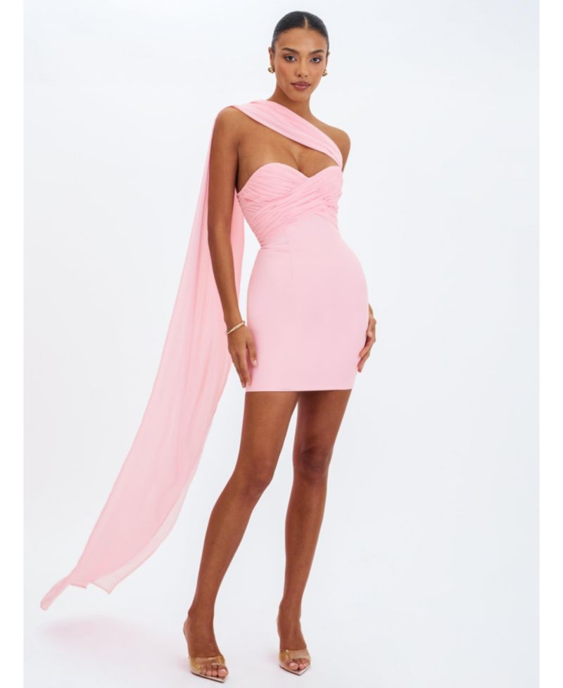 Women's Olivia Rose Pink Strapless Crossover Mini Dress
