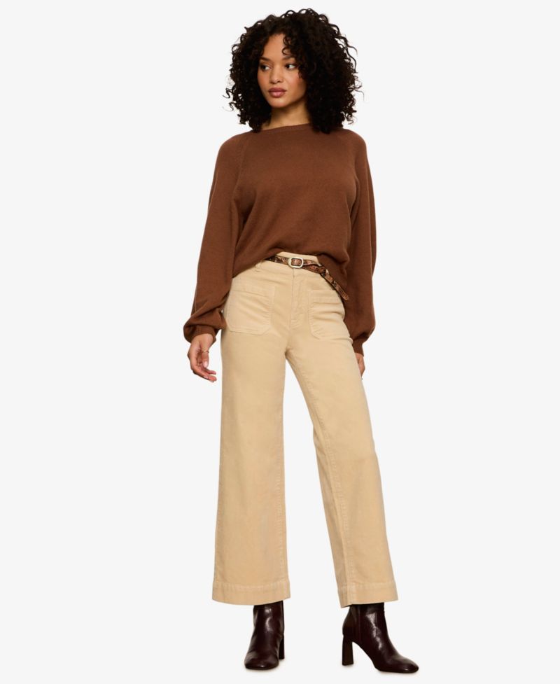 Women's Soft Popover Crewneck Long-Sleeve Sweater