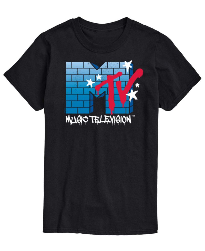 Men's MTV Logo Brick Wall Short-Sleeve Graphic T-Shirt