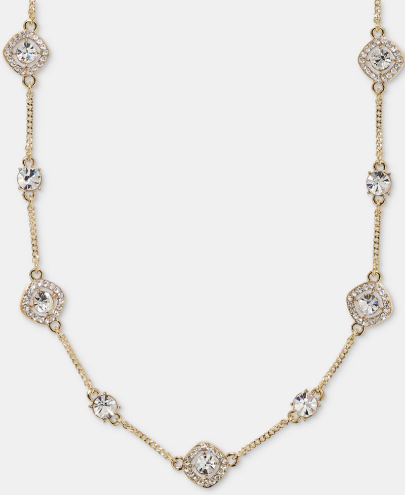 Crystal Station Collar Necklace, 16" + 3" extender