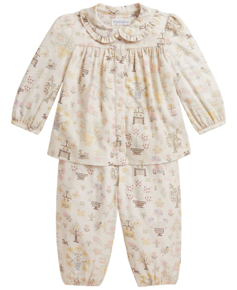 Baby Girls' Polo Bear Long-Sleeve Top and Pants, 2-Piece Set