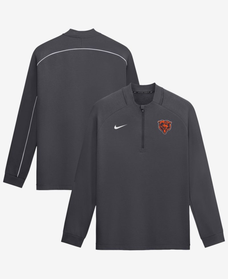 Men's Anthracite Chicago Bears Par Raglan Tri-Blend Therma-FIT Half-Zip Pullover