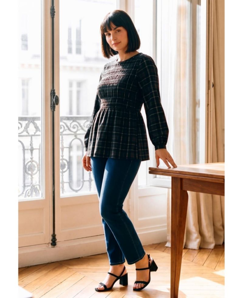 Plus Size Sela Long-Sleeve Smocked Blouse