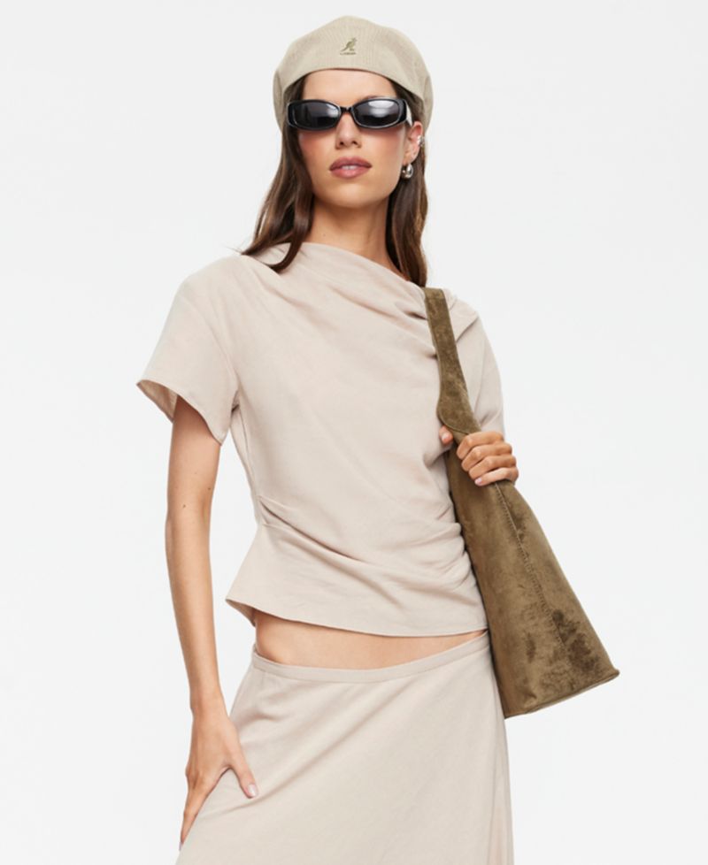 Women's Linen Halcyon Short-Sleeve Asymmetric Top