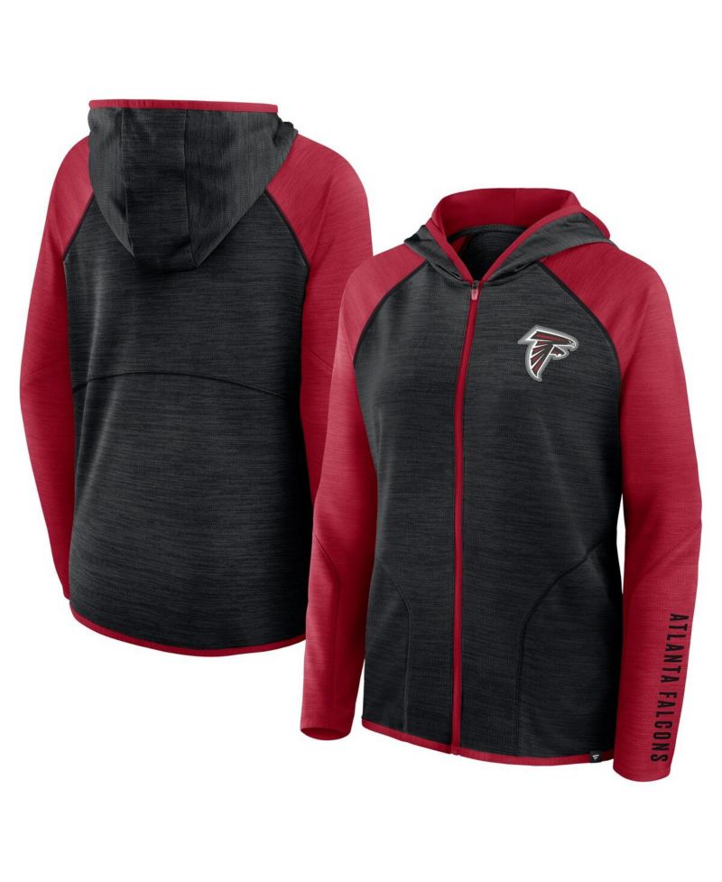 Women's Black/Red Atlanta Falcons Redzone End Around Pass Raglan Full-Zip Hoodie