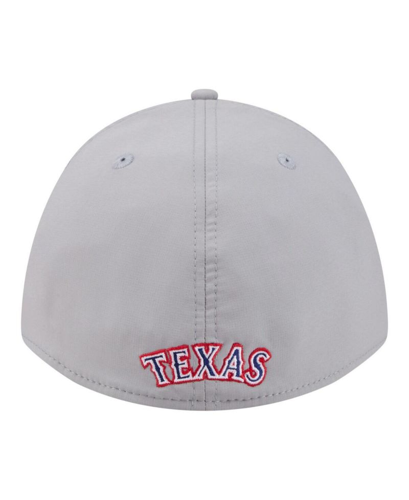 Men's Gray Texas Rangers Patch 39THIRTY A-Frame M-Crown Perforated Flex Hat