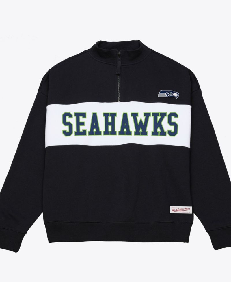 Women's Black Seattle Seahawks Oversized Statement Quarter-Zip Sweatshirt