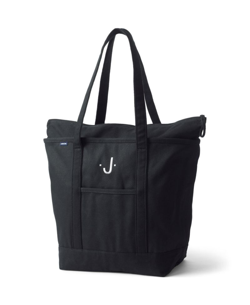 Large 5 Pocket Zip Top Long Handle Canvas Tote Bag
