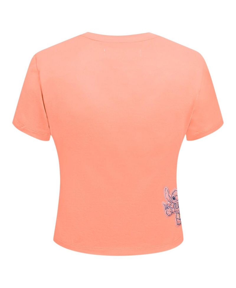 Women's Coral Lilo and Stitch Vacation Baby Doll T-Shirt