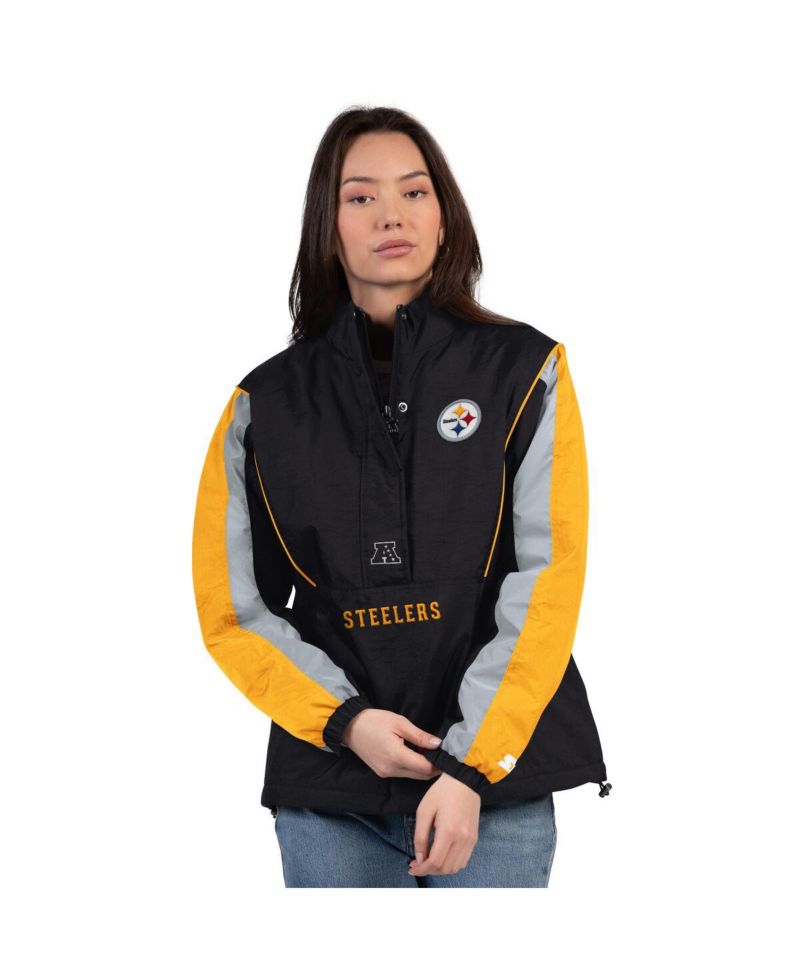 Women's Black/Gold Pittsburgh Steelers Thursday Night Gridiron Half-Zip Jacket