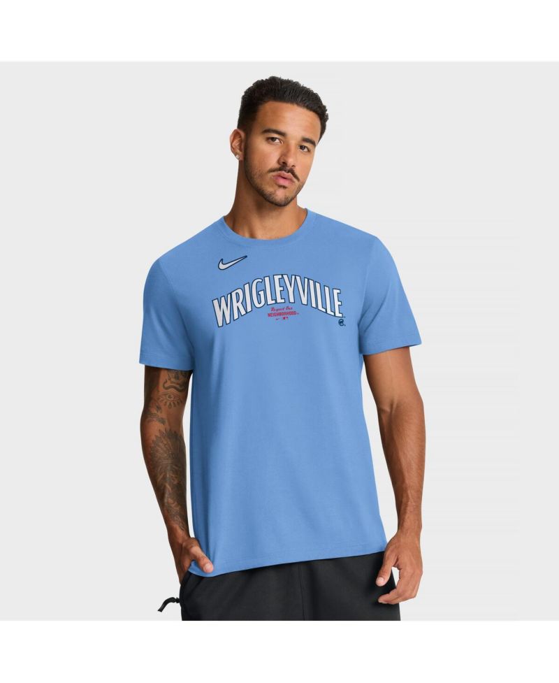 Men's Light Blue Chicago Cubs City Connect Large Logo T-Shirt