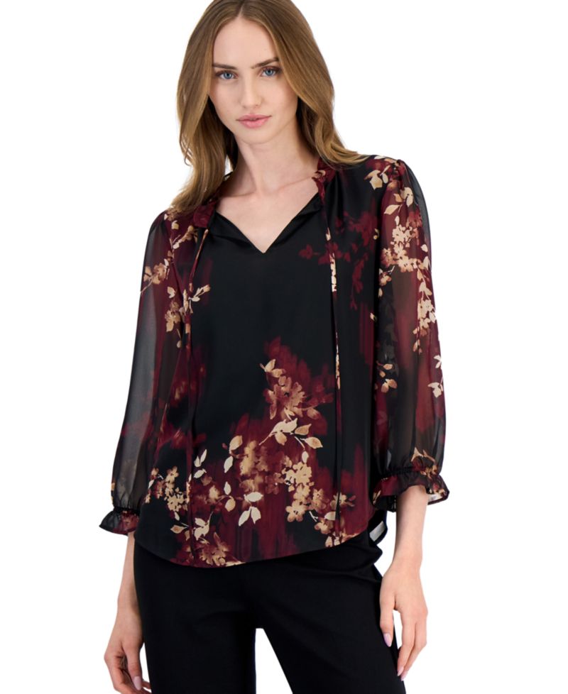 Petite Tulla Ruffle Long-Sleeve Blouse