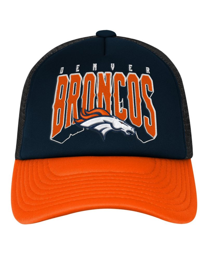 Big Boys and Girls Navy/Orange Denver Broncos Handoff Foam Adjustable Trucker Hat