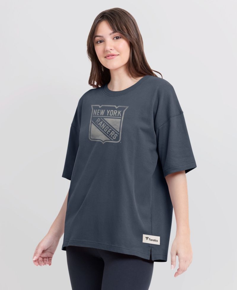 Women's Blue New York Rangers Oversized Elements Raw Edge Future Ground T-Shirt