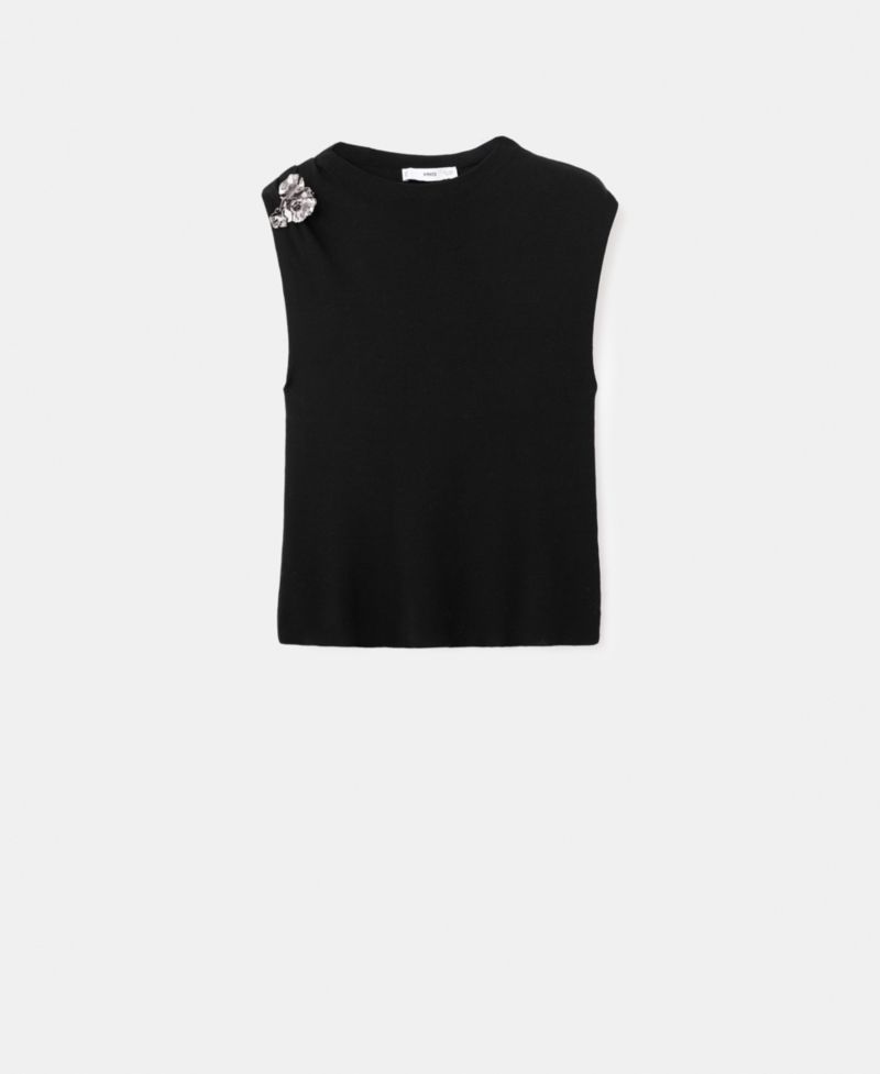 Women's Metallic Flower Knitted Top