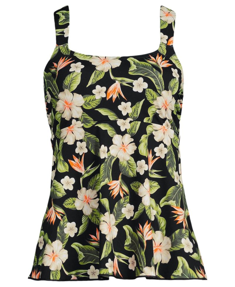 Plus Size Adjustable Scoop Neck Flutter Tankini Top