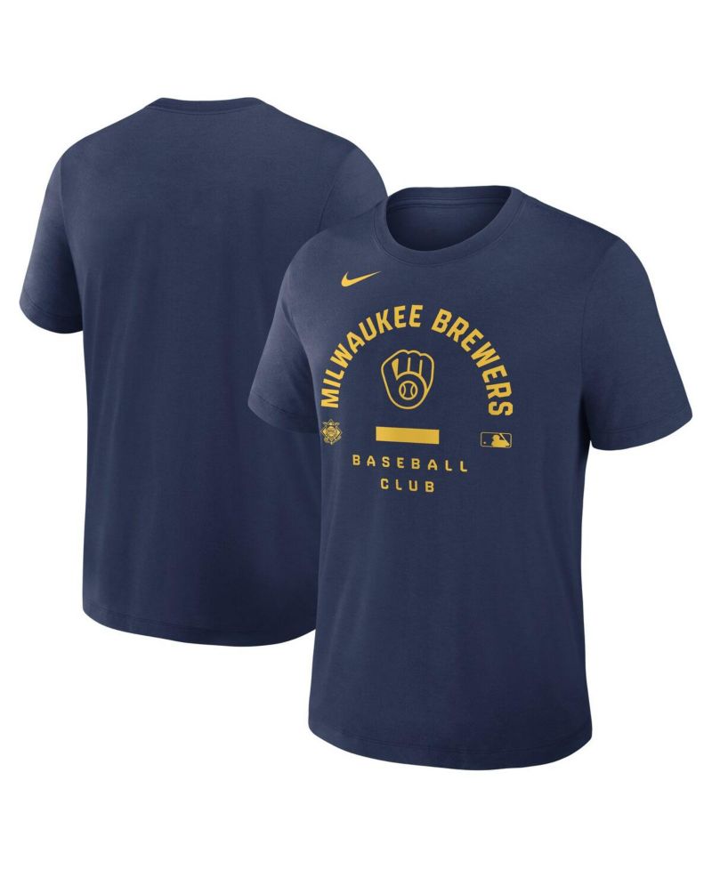 Men's Navy Milwaukee Brewers Authentic Collection Early Work Tri-Blend Dri-FIT T-Shirt