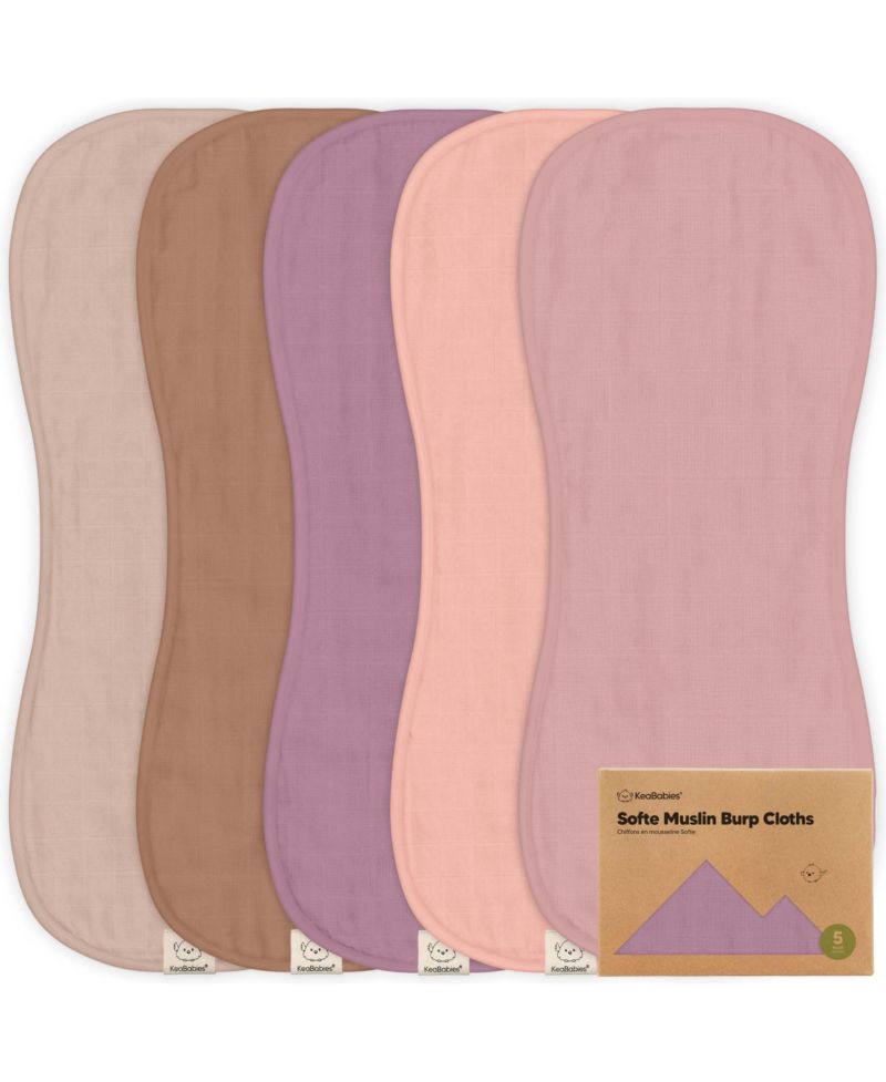 5pk Softe Muslin Burp Cloths for Baby Girls and Boys, Organic Burping Cloths for Babies, Baby Burp Clothes