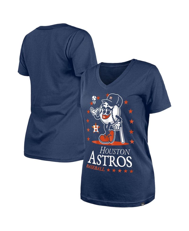Women's Navy Houston Astros Little Miss 2 V-Neck T-Shirt
