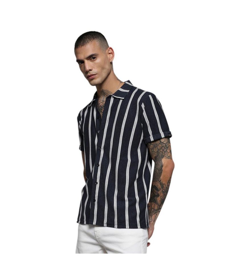 Men's Contrast Halo Striped Shirt