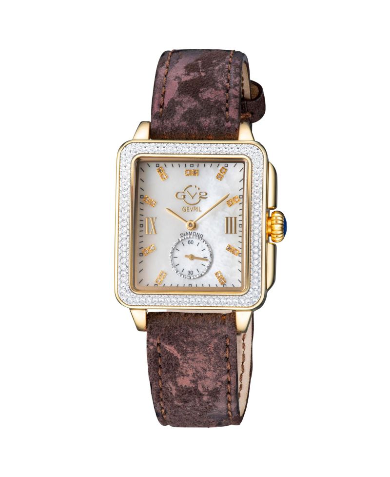 Women's Bari Tortoise Swiss Quartz Diamond Handmade Italian Leather Strap Watch