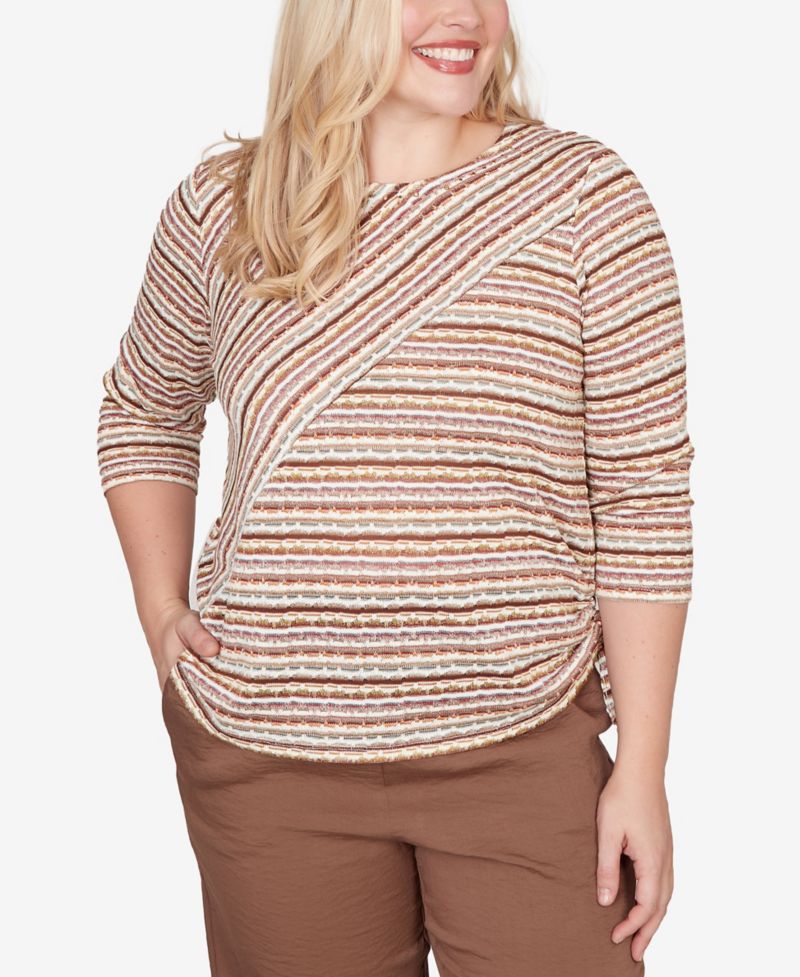 Women's Spice Market Spliced Textured Stripe Ruched Tie Top