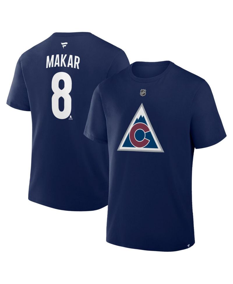 Men's Cale Makar Navy Colorado Avalanche Authentic Stack Name & Number T-Shirt